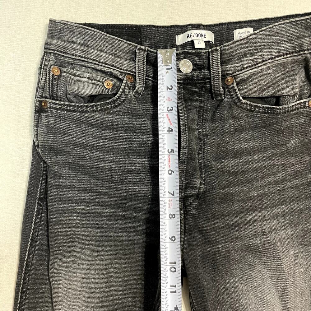 RE/DONE Raw Hem Straight Leg High Rise Dark Jeans - Size 27 - Picture 9 of 10